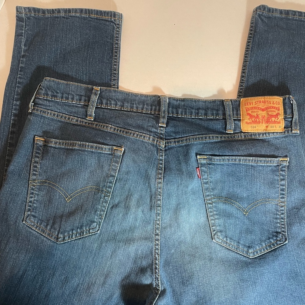 Levi’s 514 Straight Fit Jeans Medium Wash Slight Flare W40 L30 - Picture 8 of 12